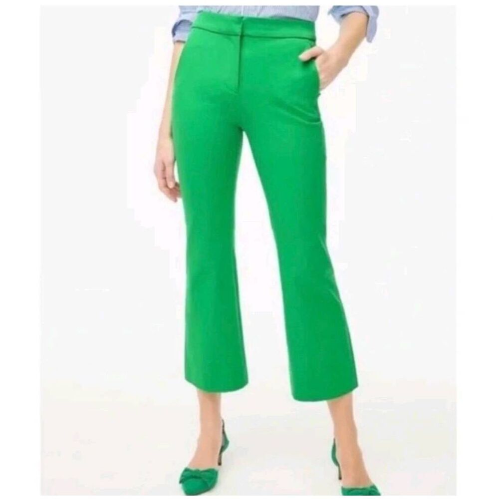 J. Crew Kelsey Flare Pants 24 Plus Cropped Emerald Green NEW Work Careerwear Pre